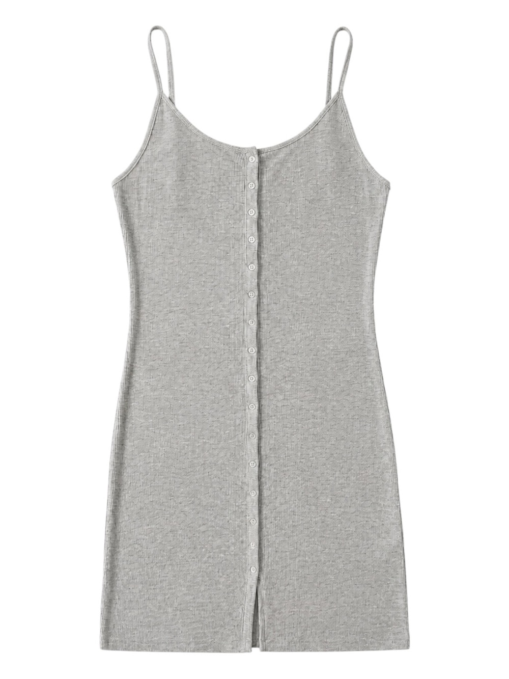 Forever 21 Light Gray Button-Front Ribbed Slip Dress